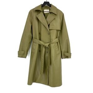 BABATON Tabloid Trench Coat Vegan Leather Olive Green S